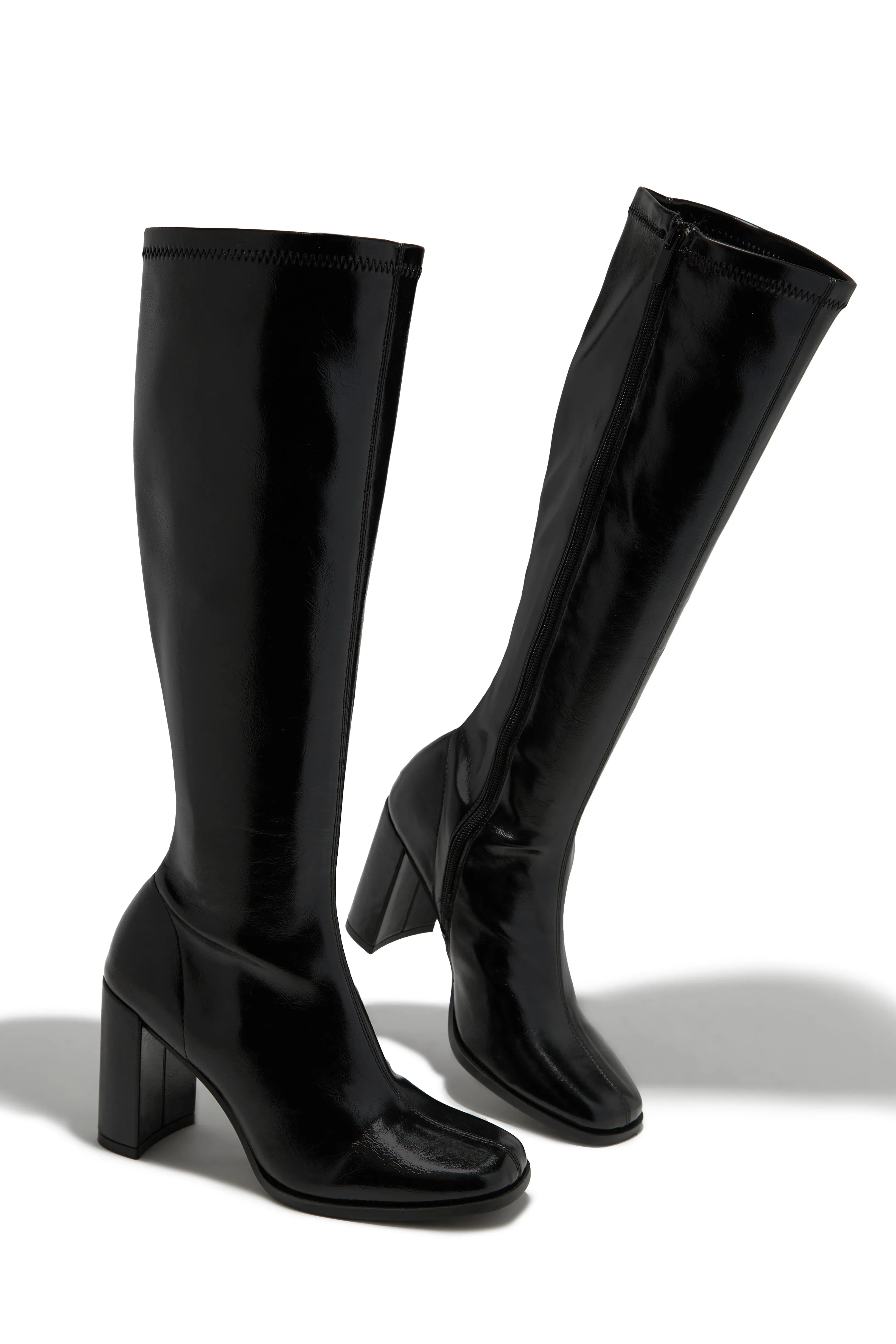 Rylee Block Heel Knee High Boots - Black