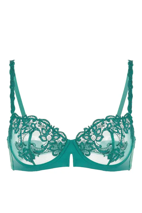 Saga Embroidered Half Cup In Garden Green- Simone Perele