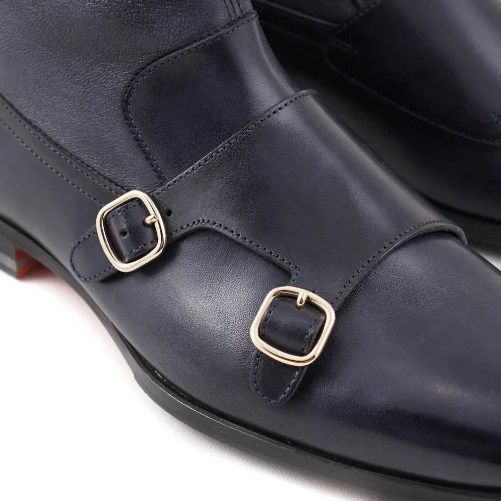 Santoni Monk Strap Boots in Slate Gray