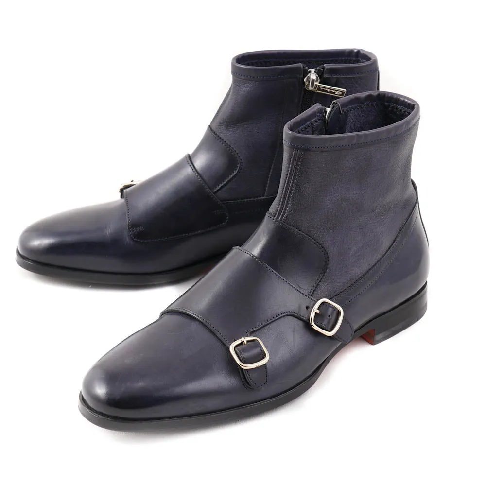 Santoni Monk Strap Boots in Slate Gray