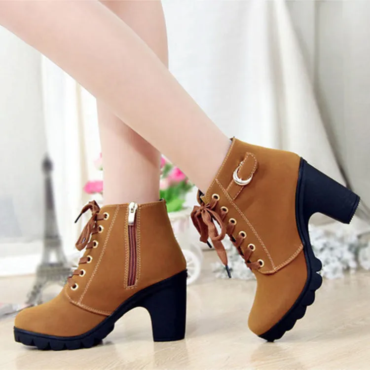 SH132 - High heel thick casual women's boots