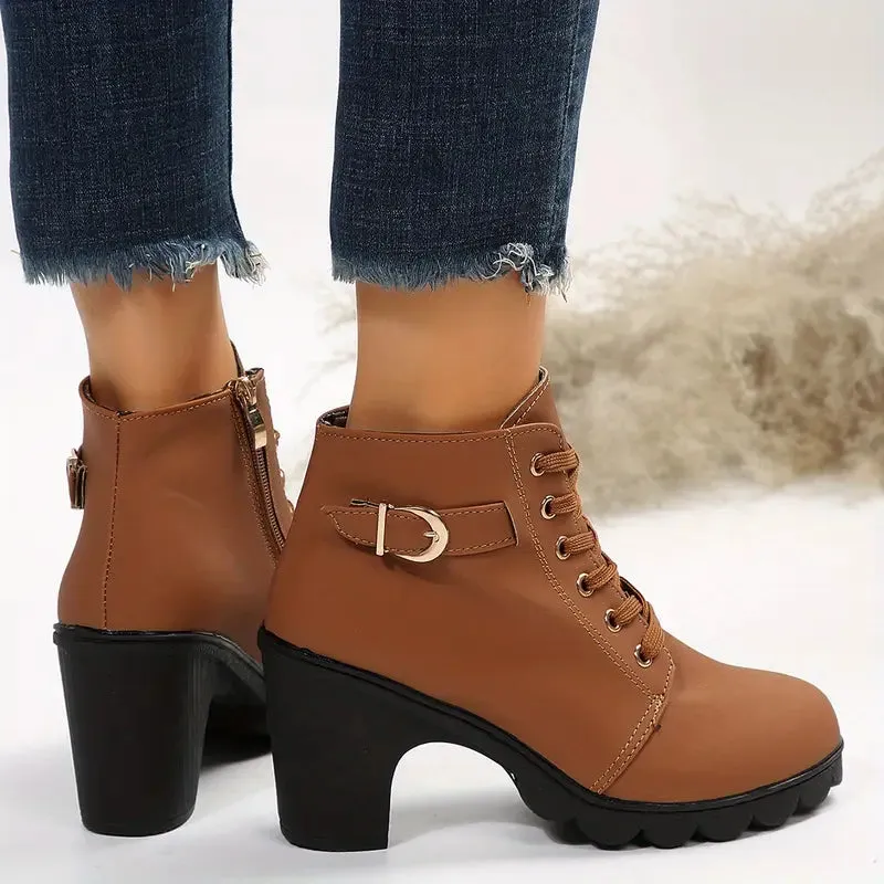 SH132 - High heel thick casual women's boots