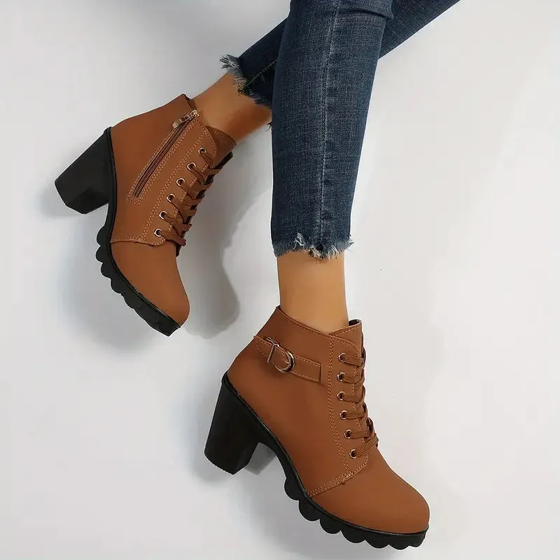 SH132 - High heel thick casual women's boots