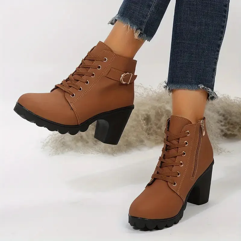 SH132 - High heel thick casual women's boots