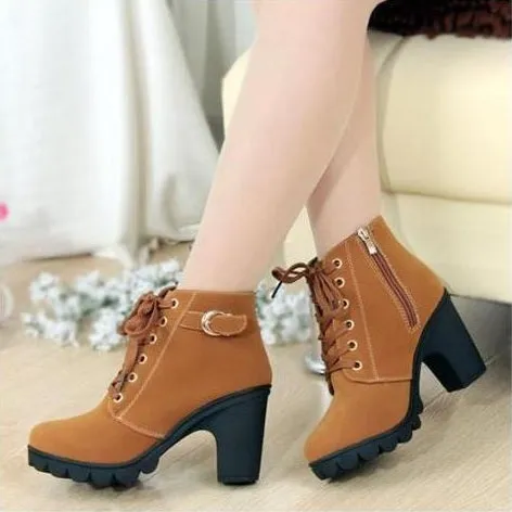 SH132 - High heel thick casual women's boots