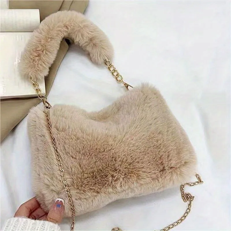 Soft Plush Fluffy Fur Crossbody Tote Handbags