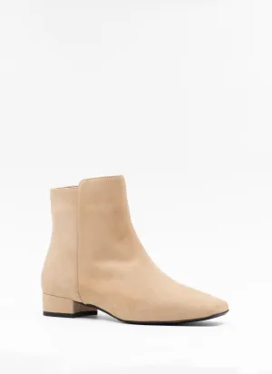 Square toe ankle boots in beige suede