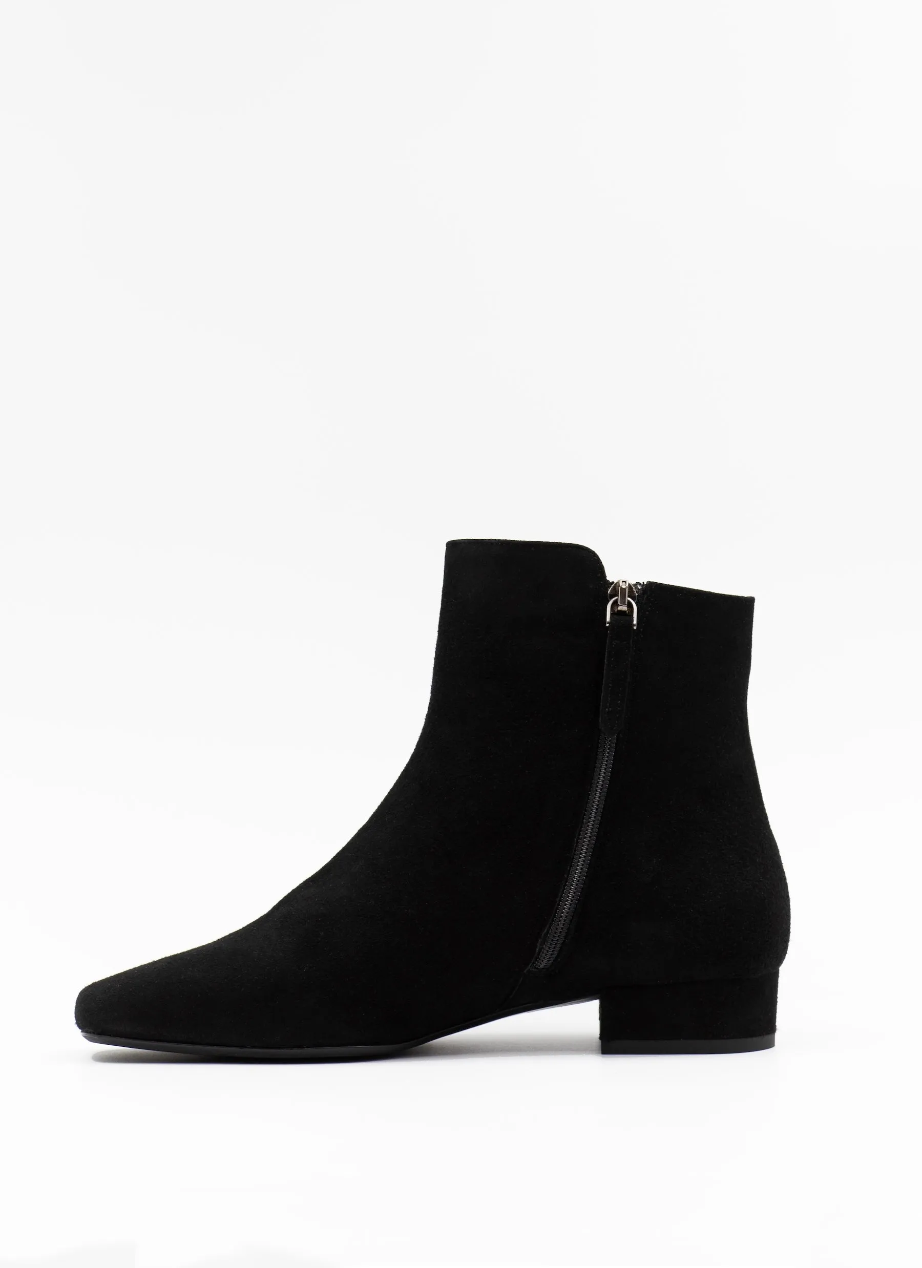 Square toe ankle boots in black suede