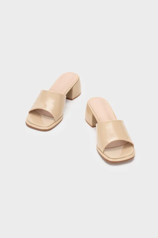 SQUARE TOE CHUNKY LOW HEEL SLIDE