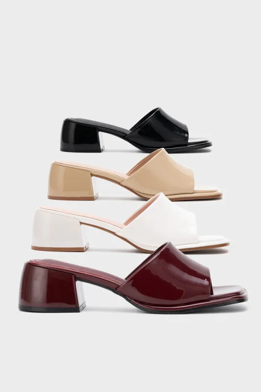 SQUARE TOE CHUNKY LOW HEEL SLIDE