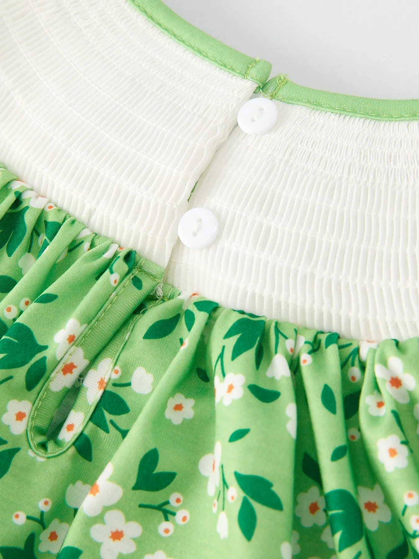 St. Patrick's Day Smocking  Clover Plaid Bow Embroidered Dress