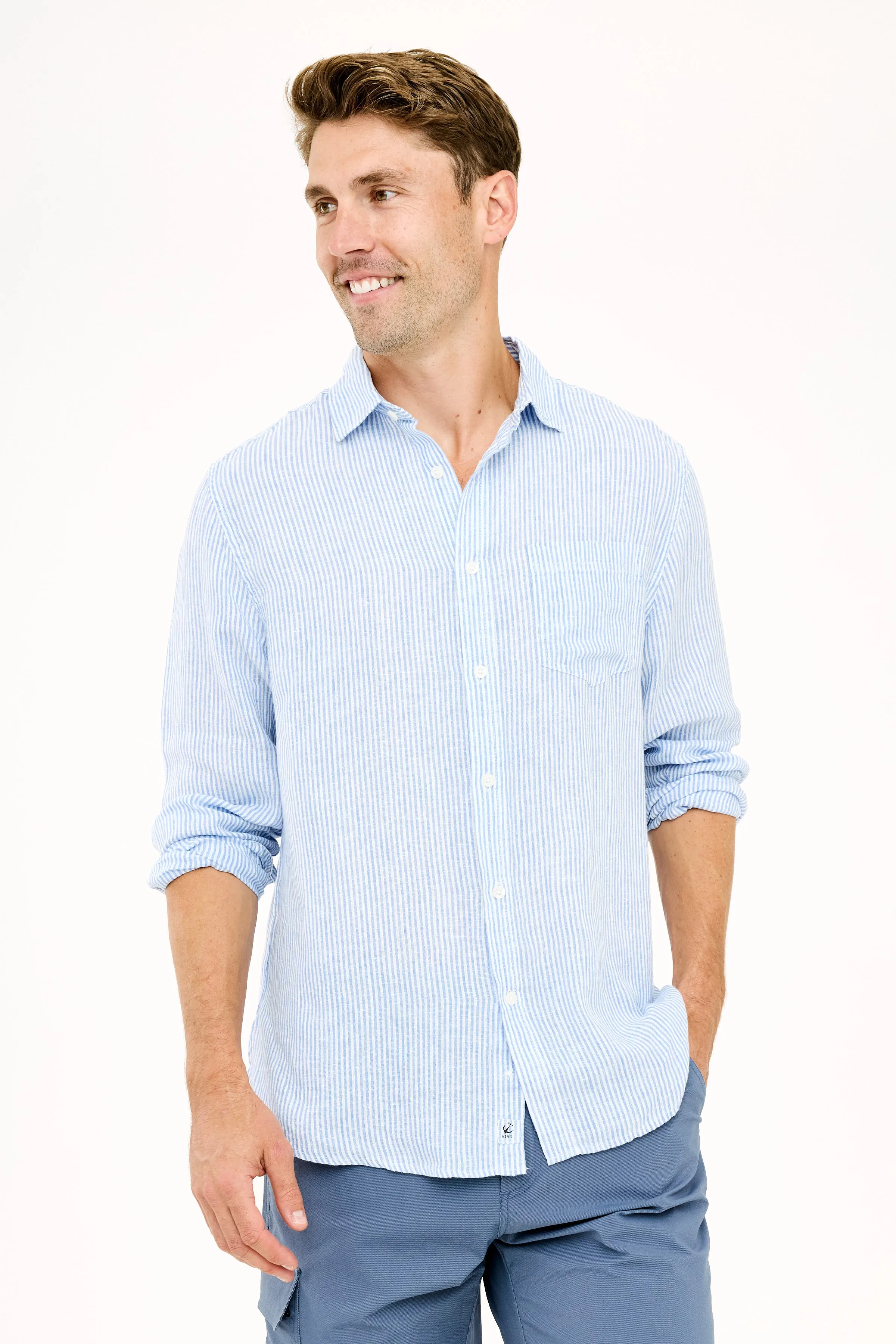 Striped Linen Shirt - Blue Stripe