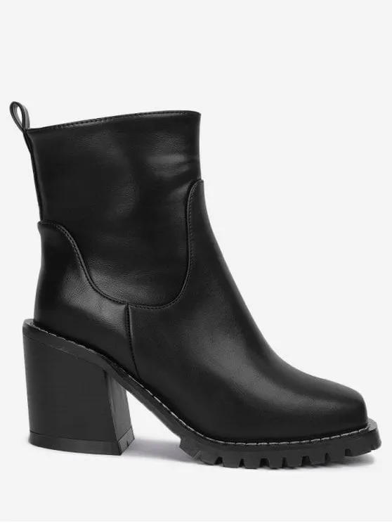 Stunning Block Heel Square Toe Ankle Boots