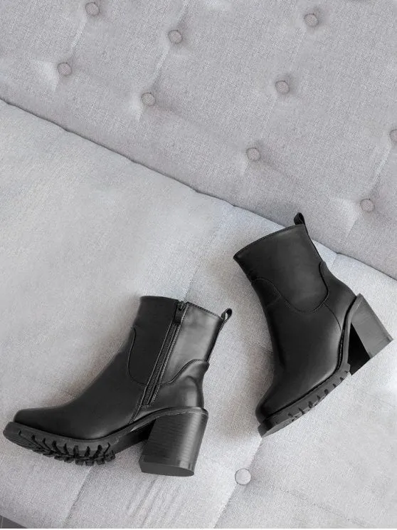 Stunning Block Heel Square Toe Ankle Boots