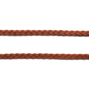 Suede Faux Leather Braided Plait Cord per metre - Brown