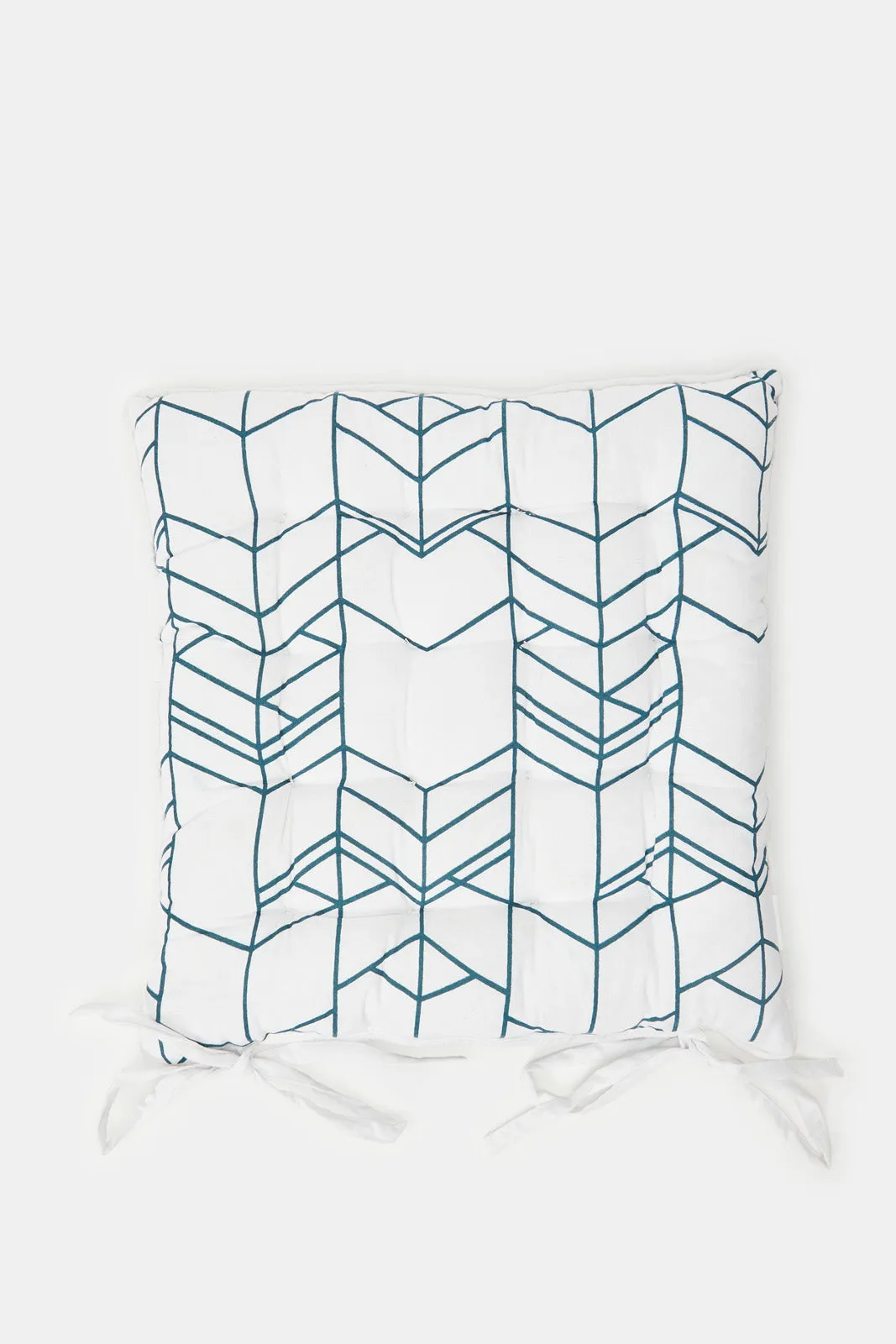 Teal Geometric Printed Chair Pad