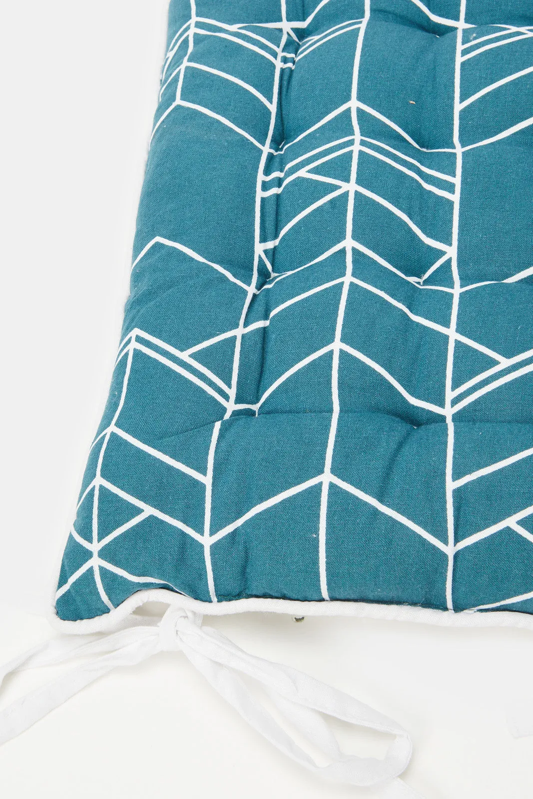 Teal Geometric Printed Chair Pad