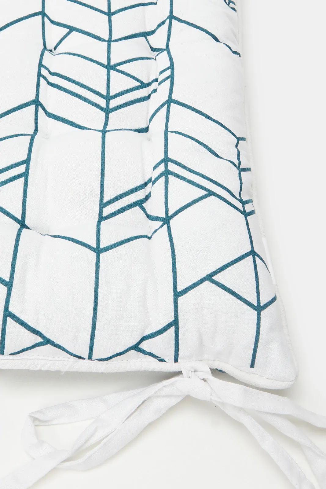 Teal Geometric Printed Chair Pad