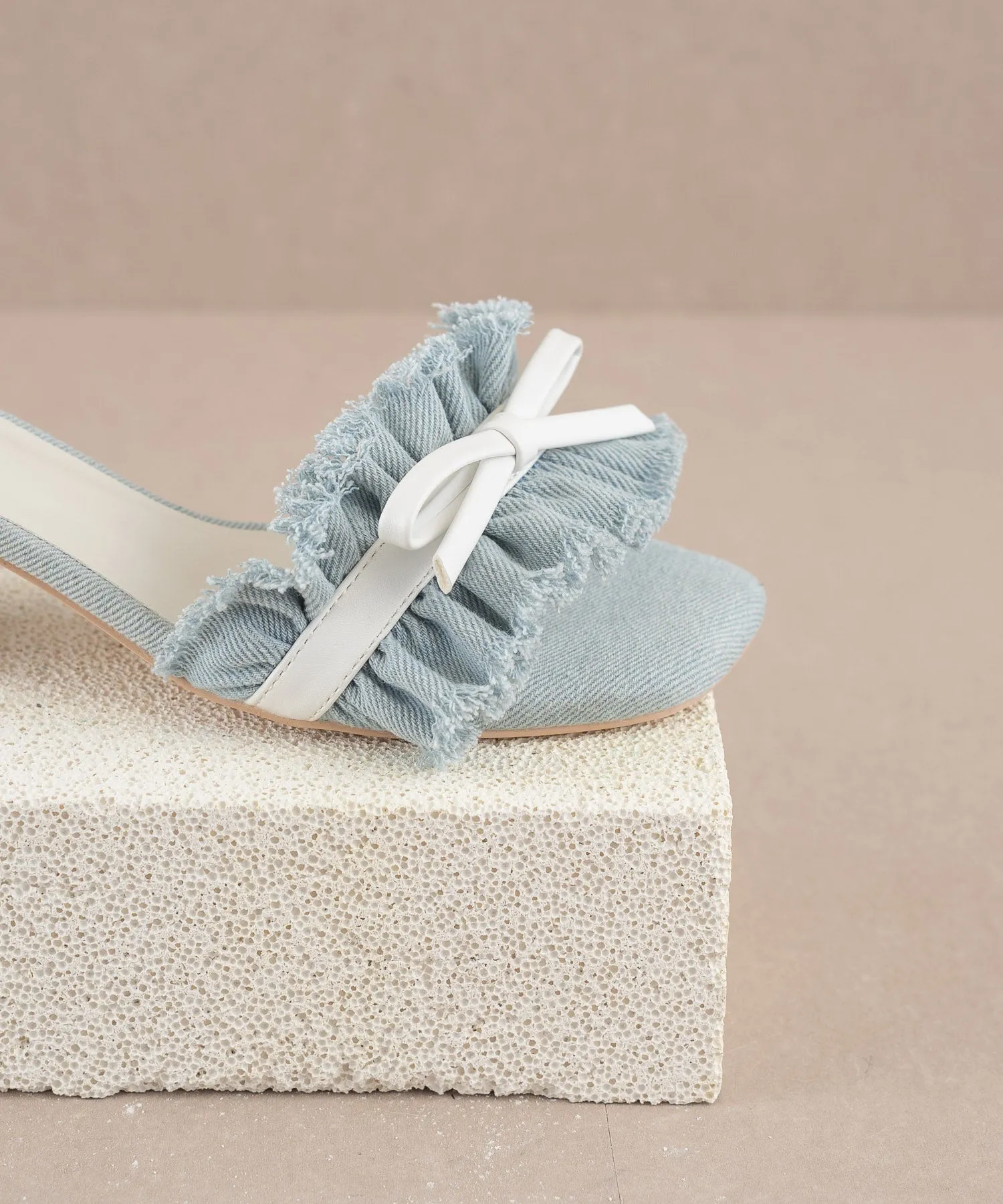 The Julissa | Denim Romantic Low Heel Sandal