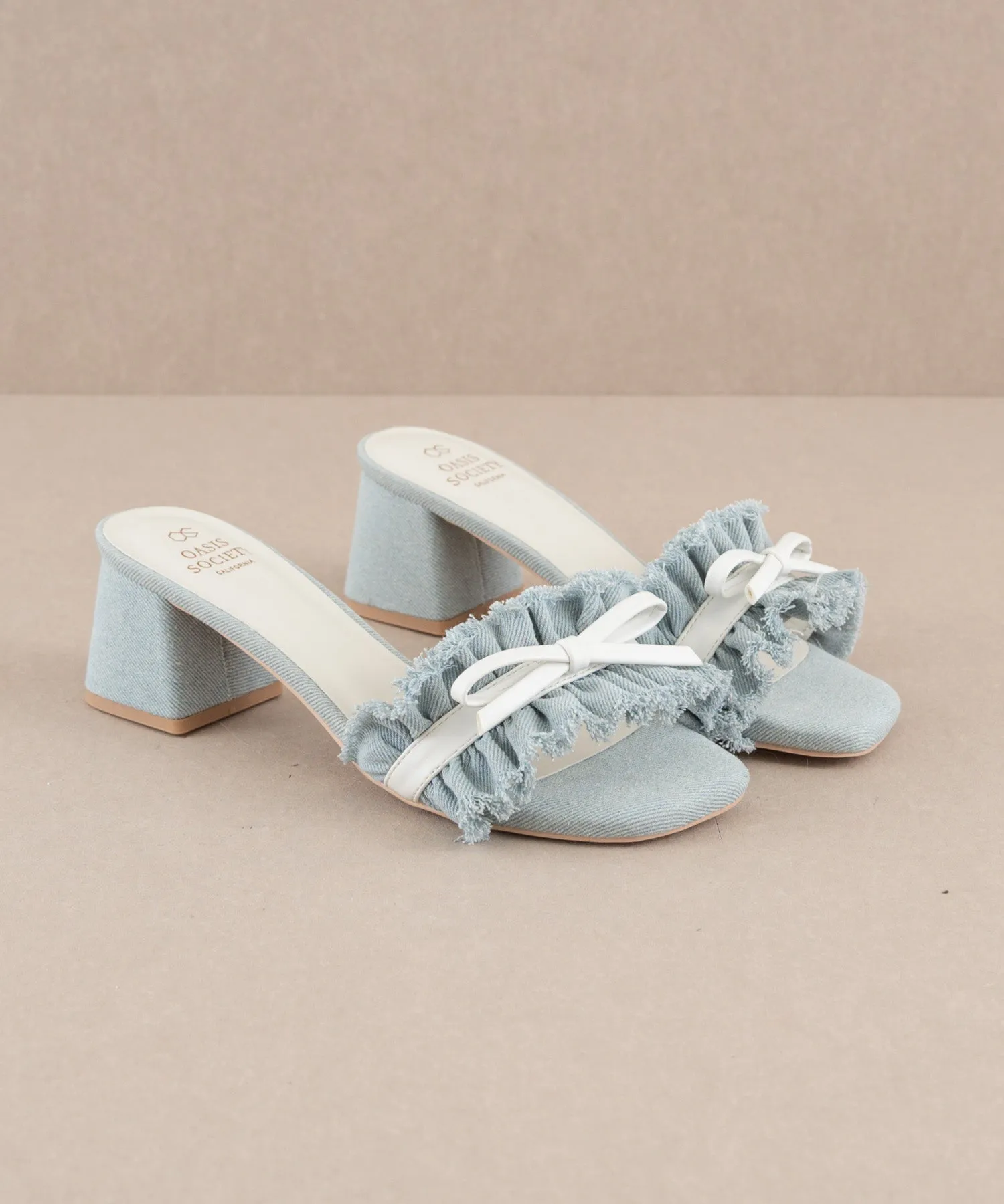 The Julissa | Denim Romantic Low Heel Sandal