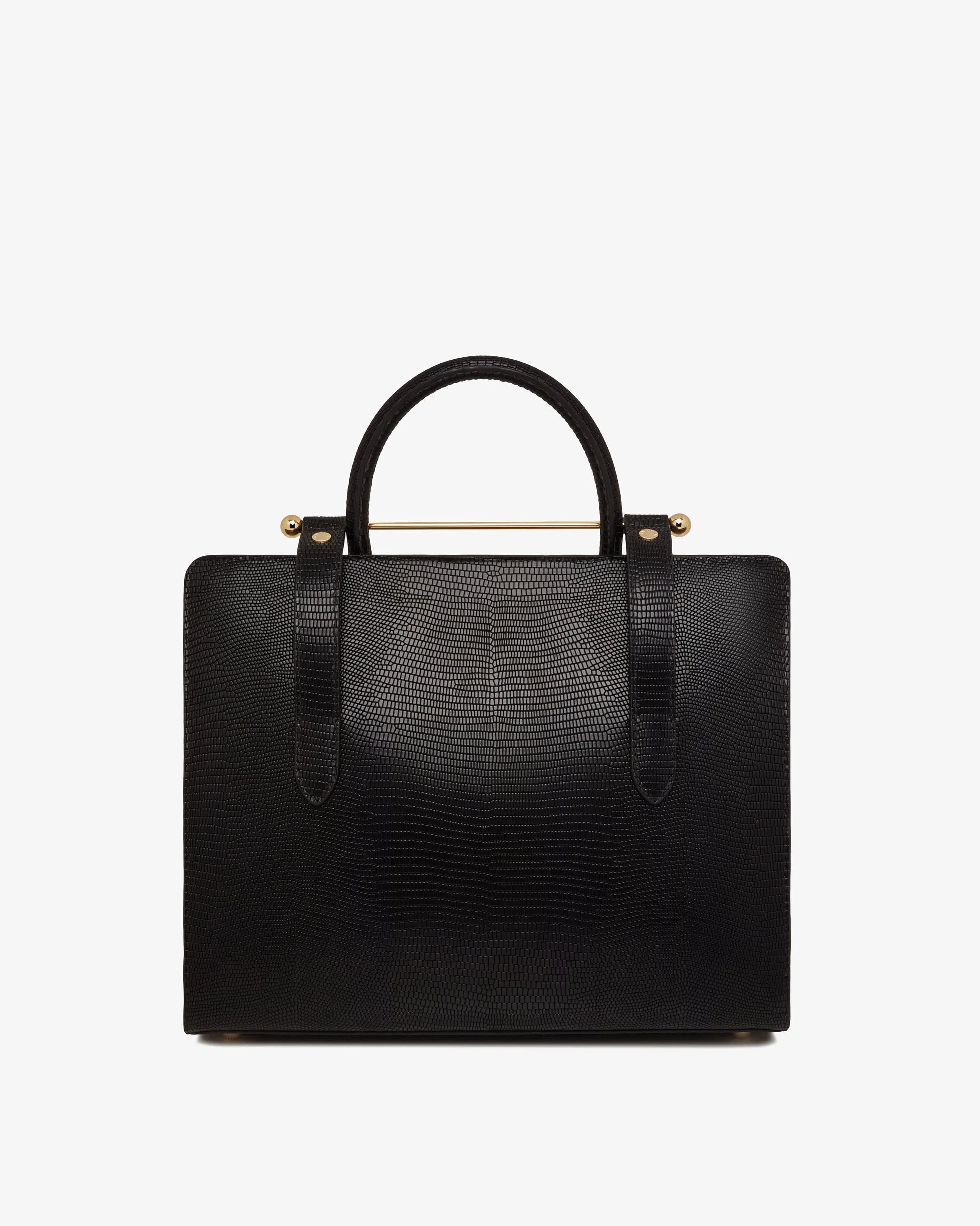 The Strathberry Midi Tote - Lizard-Embossed Leather Black