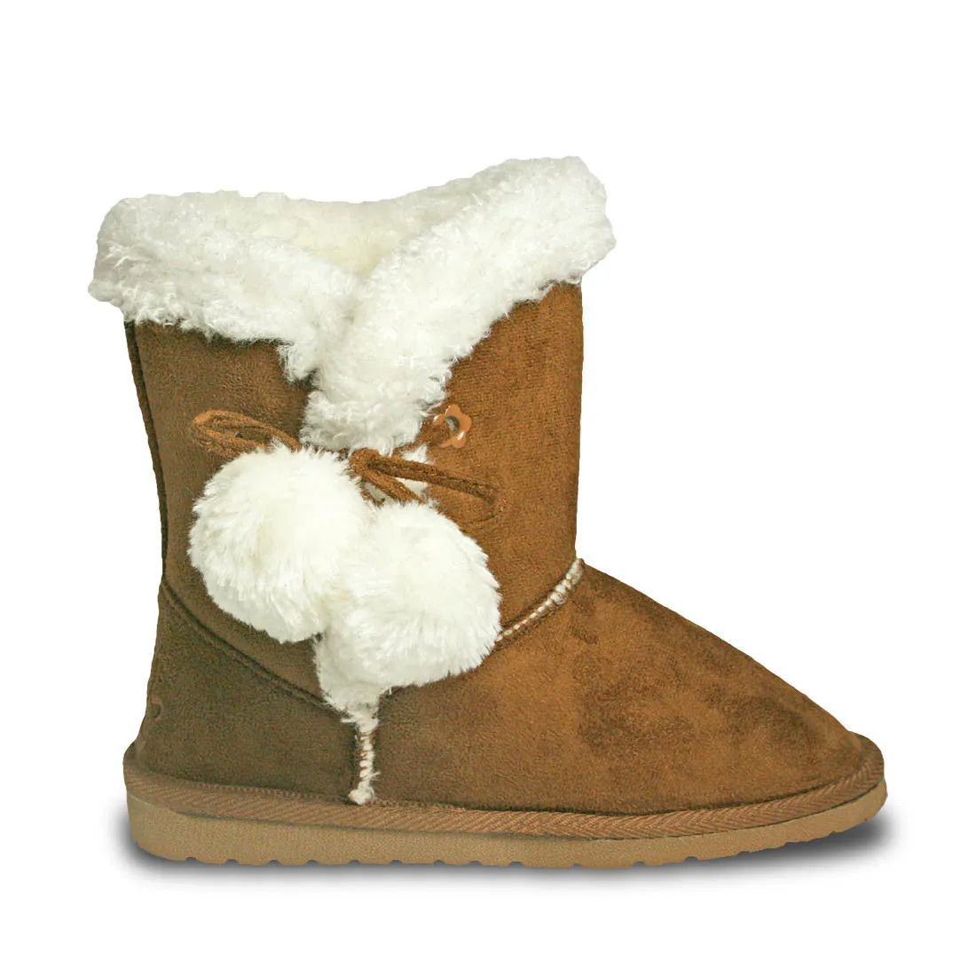 Toddlers' Side Tie Microfiber Boots - Chestnut