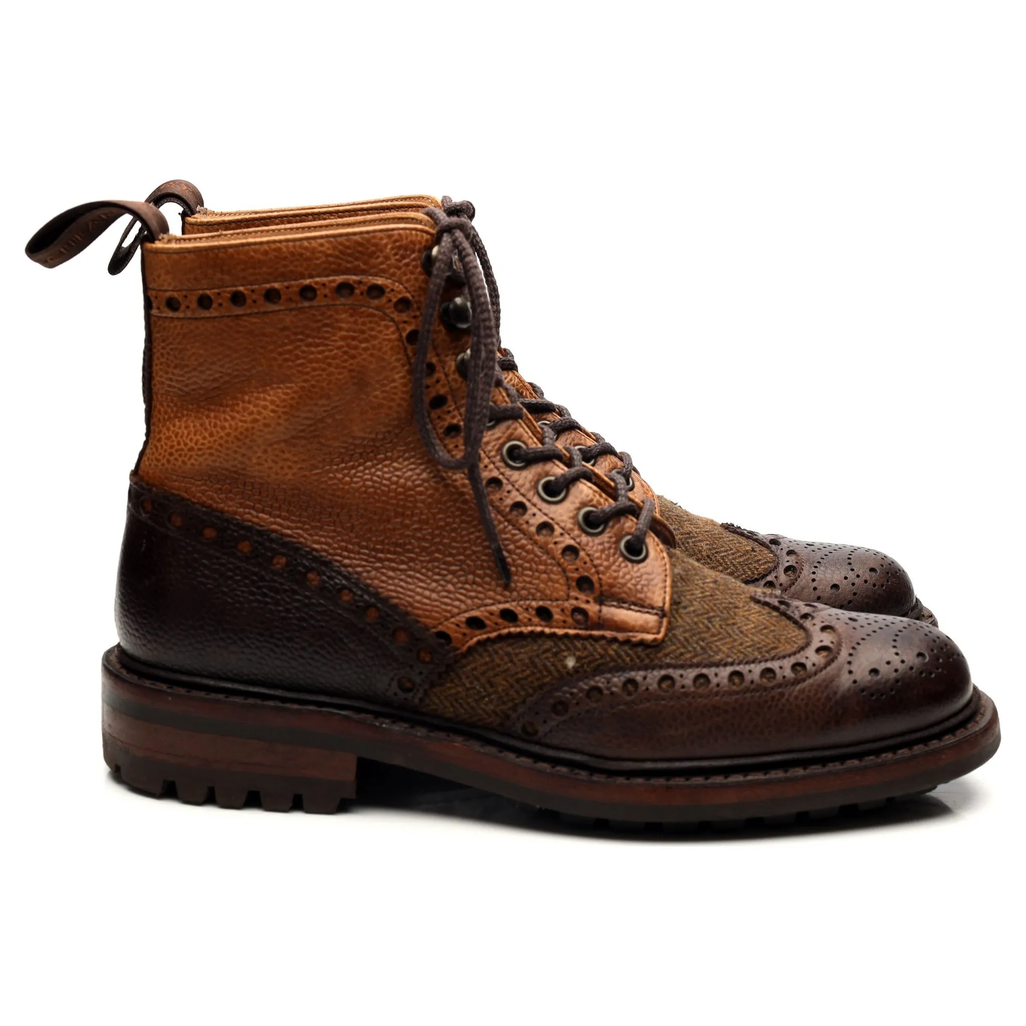 'Tweed' Brown Leather Boots UK 6 F