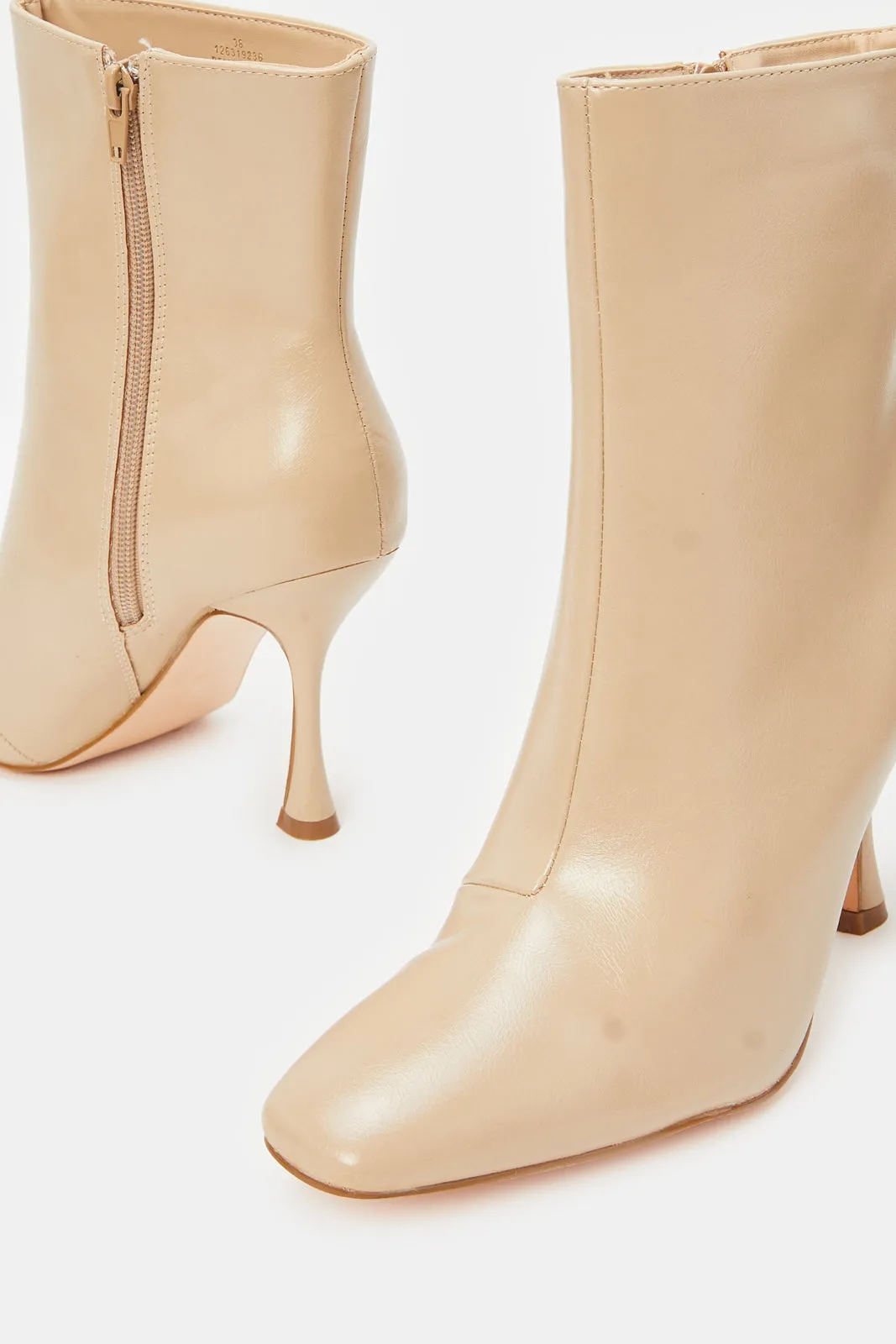 Women Beige Heel Boots