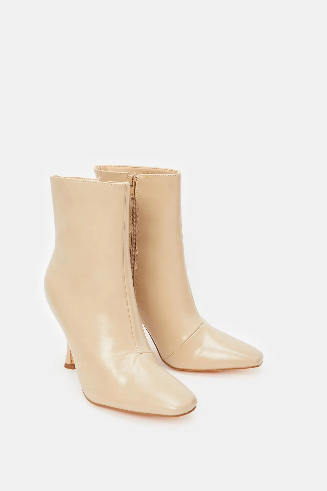 Women Beige Heel Boots