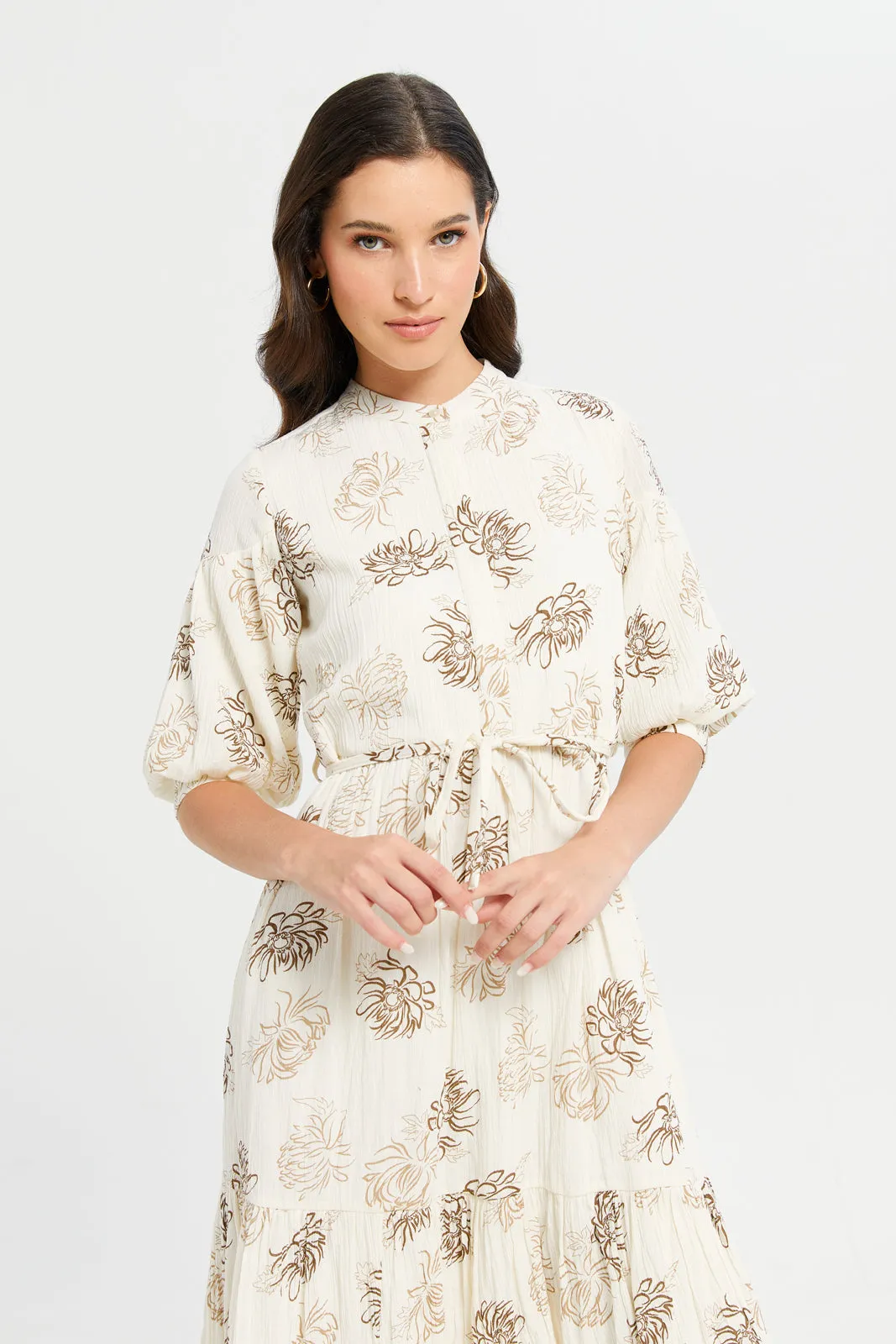 Women Ivory Printed Dress