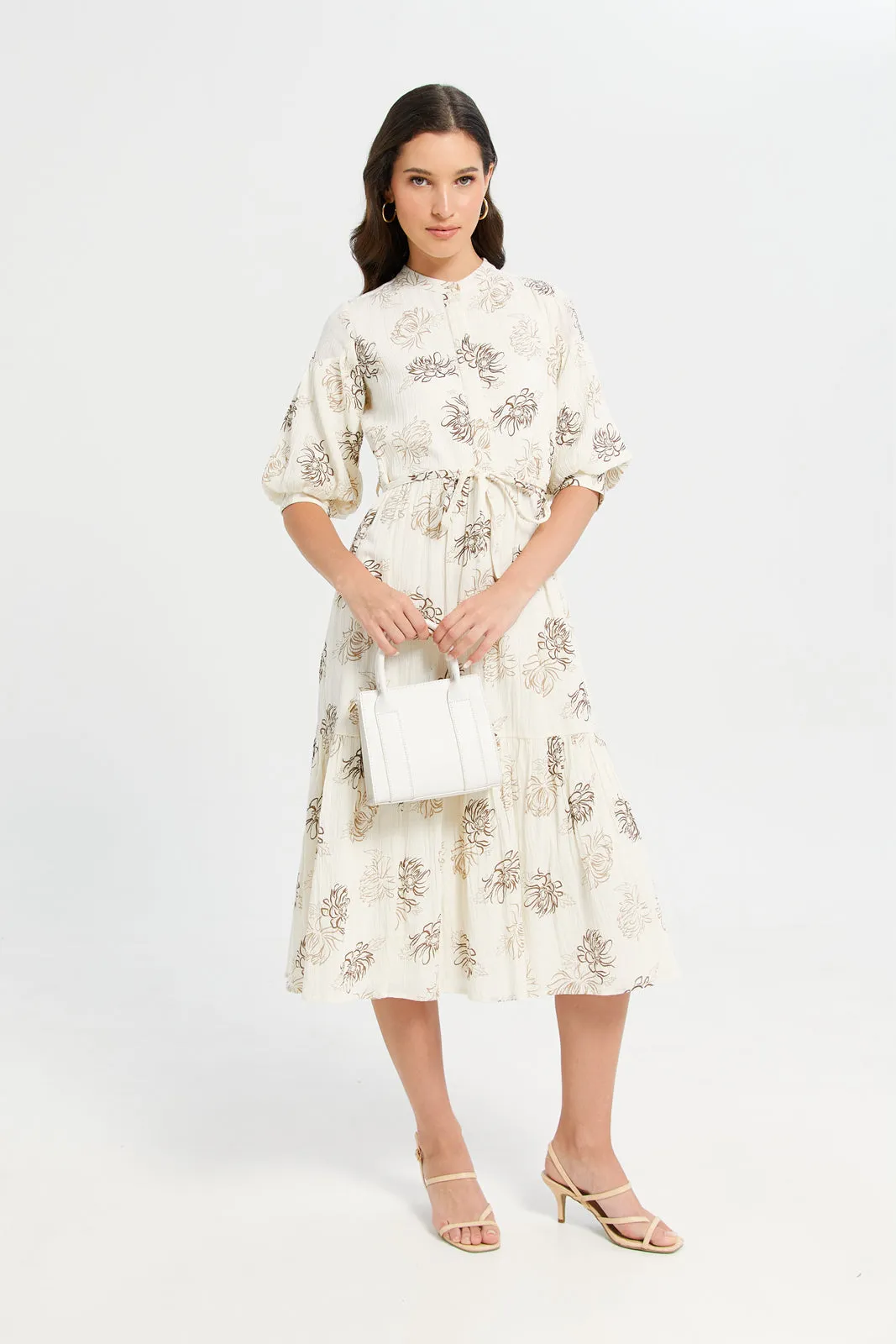 Women Ivory Printed Dress