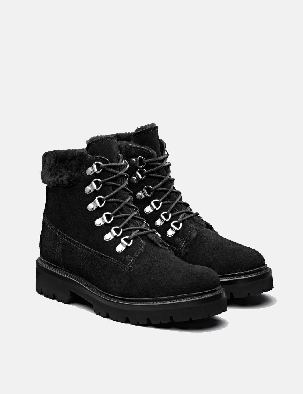 Womens Grenson Brooke Derby Hiker Boot (Suede) - Black