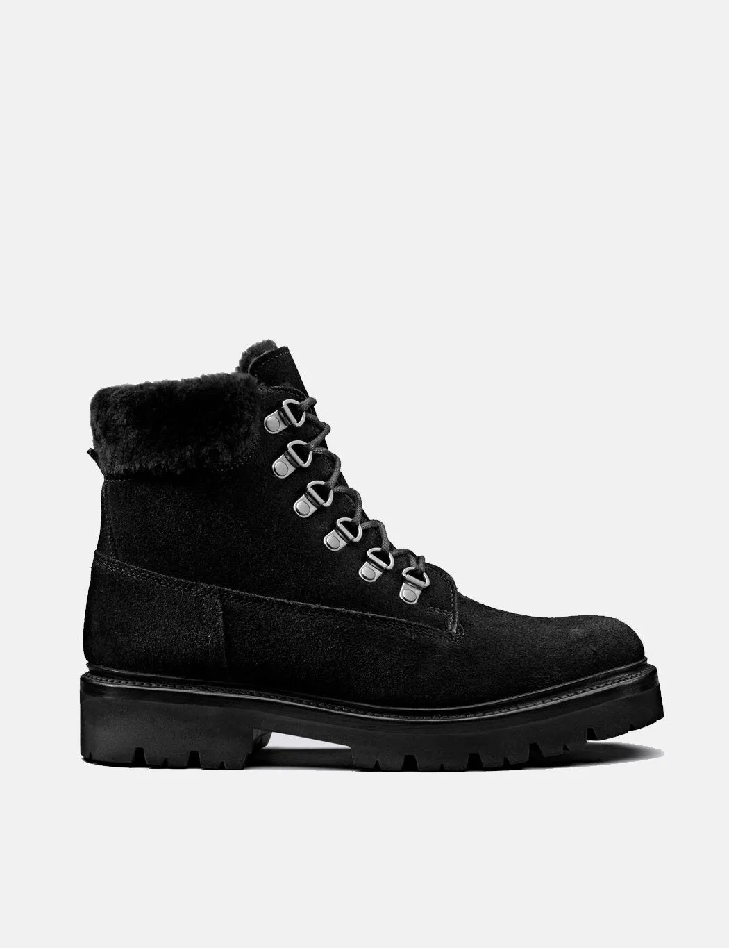 Womens Grenson Brooke Derby Hiker Boot (Suede) - Black