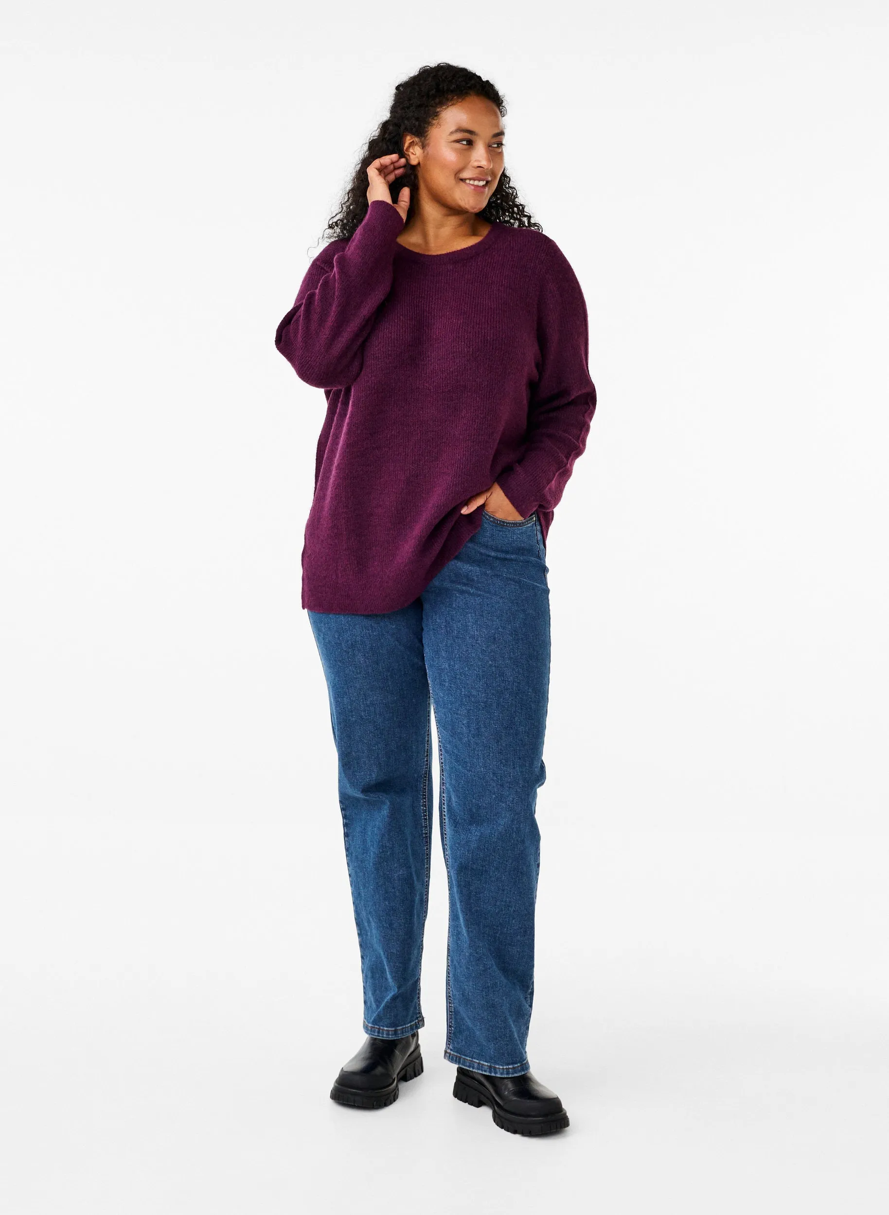 Zizzi Maya Knit Jumper in Purple